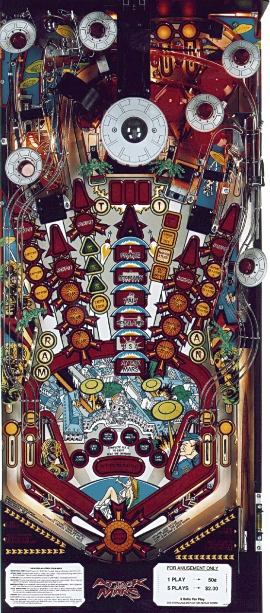 Attack from Mars pinball playfield