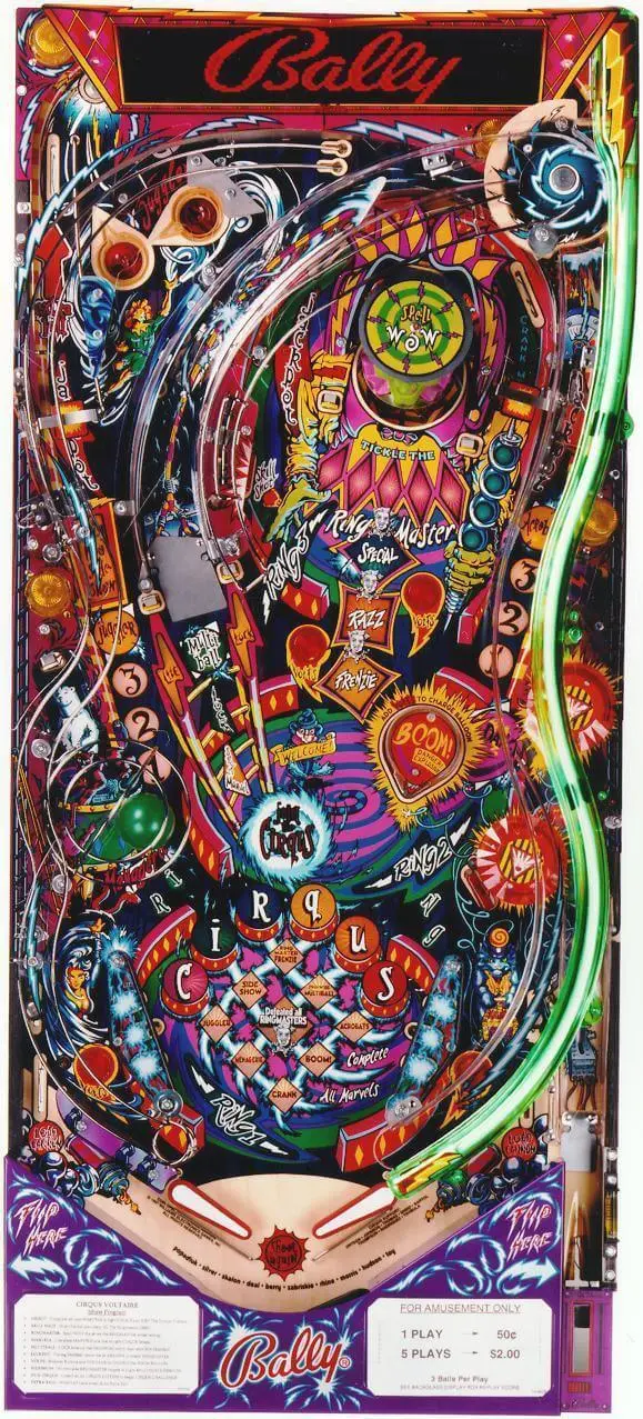 Circus Voltaire pinball playfield