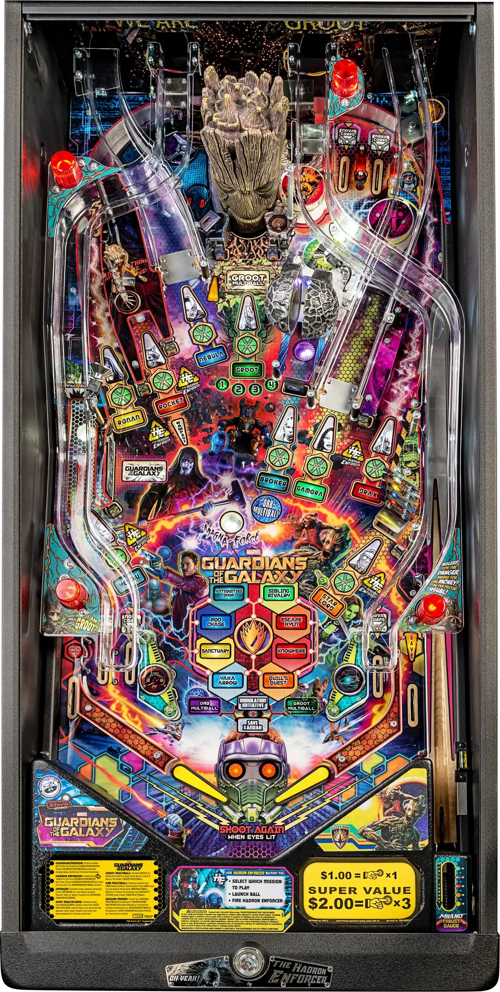 Guardians of the Galaxy pinball playfield