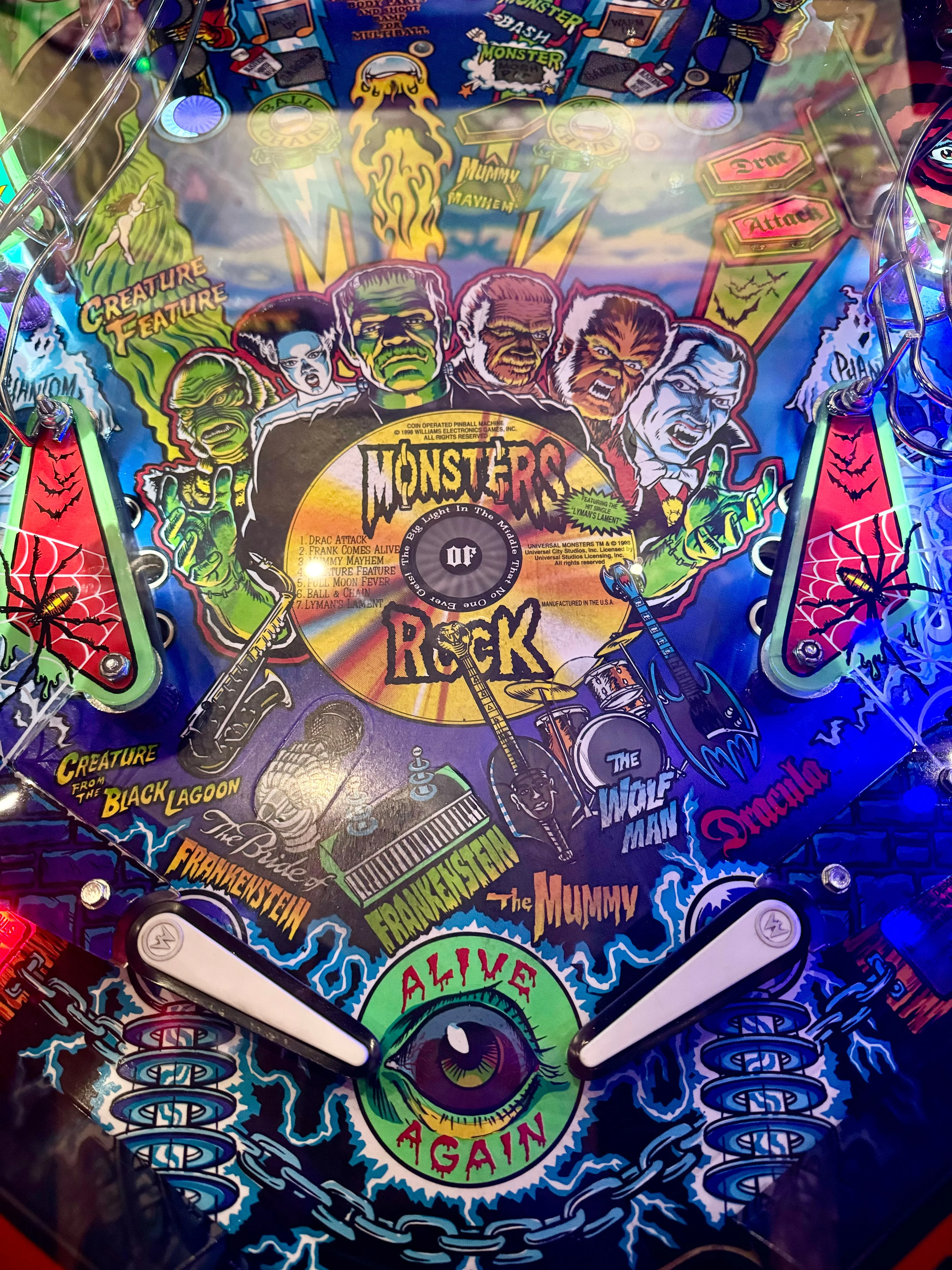 Monster Bash pinball playfield